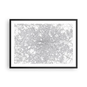 Pôster com moldura preta - Mapa do labirinto de Londres - 70x50 cm