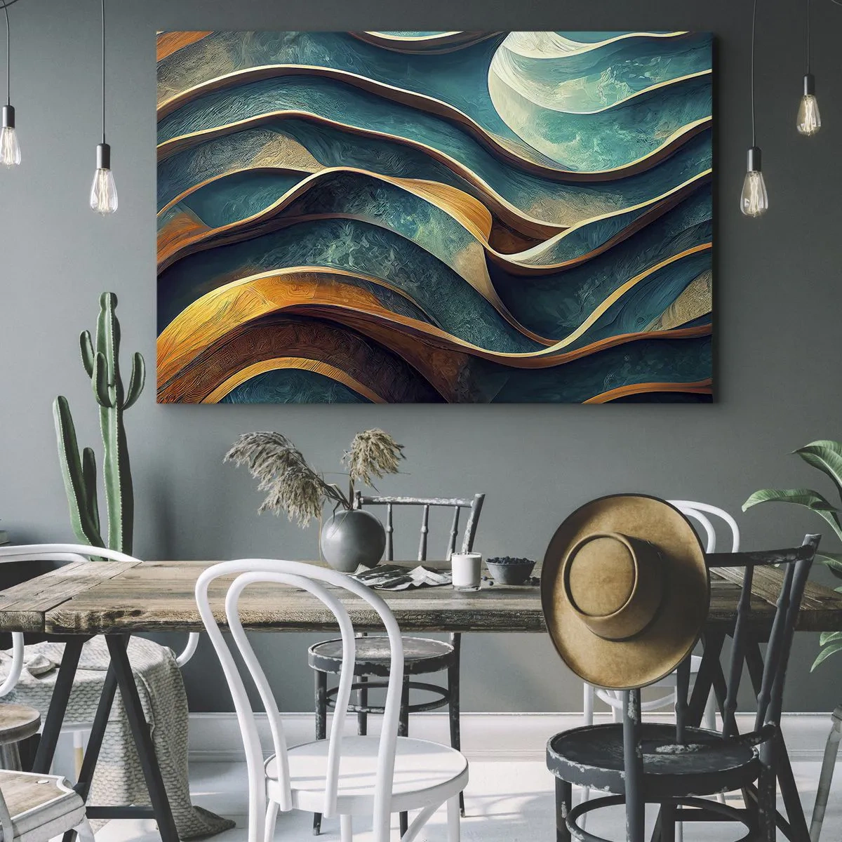 Quadro em tela - Meandros de azul - 70x50 cm