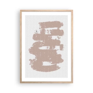 Pôster com moldura de carvalho claro - Abstração em rosa suave - 50x70 cm