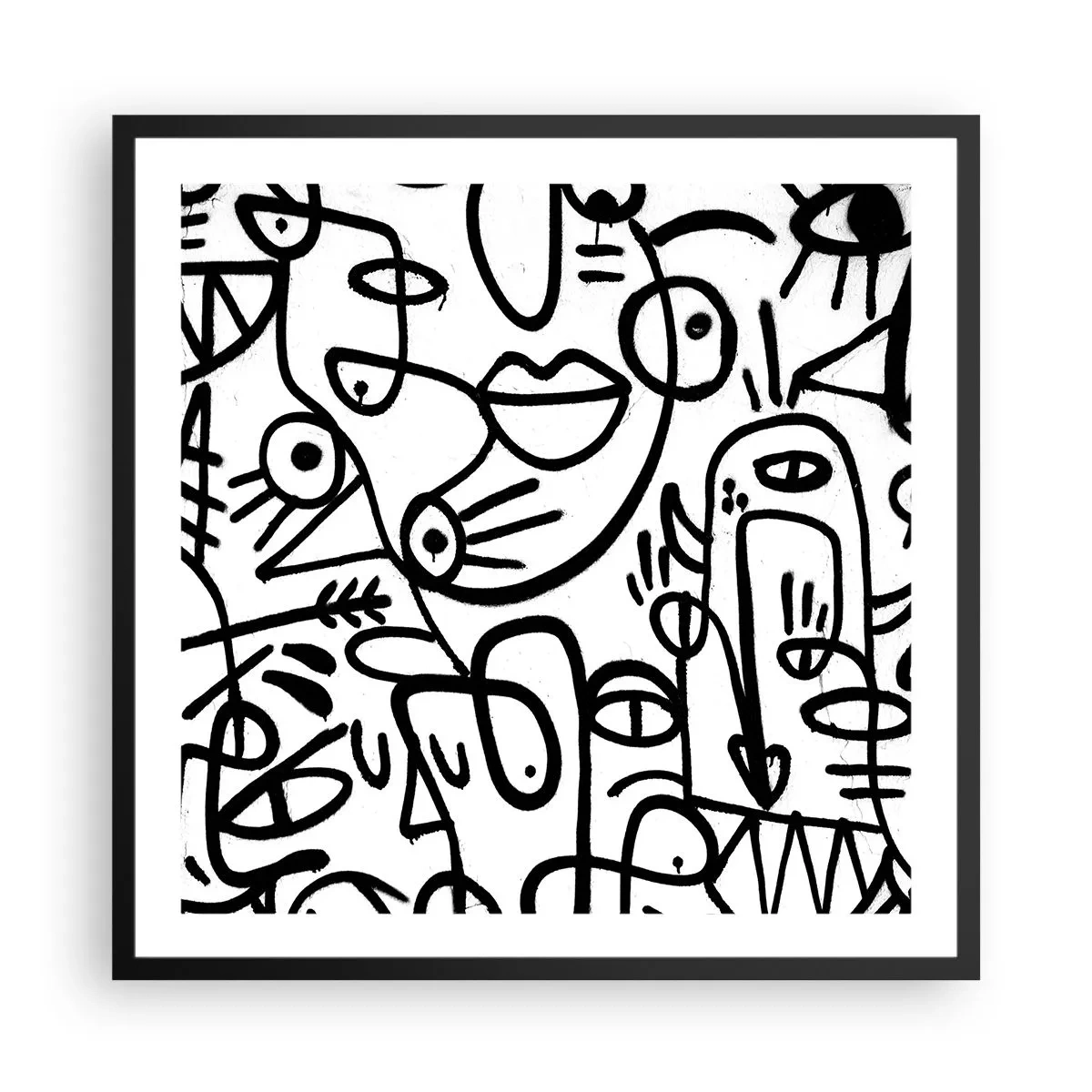 Pôster com moldura preta - Rostos e miragens - 60x60 cm