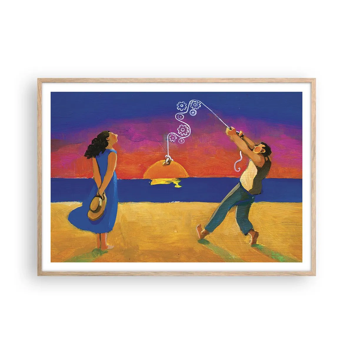 Pôster com moldura de carvalho claro - Mais do que uma estrela do céu - 100x70 cm