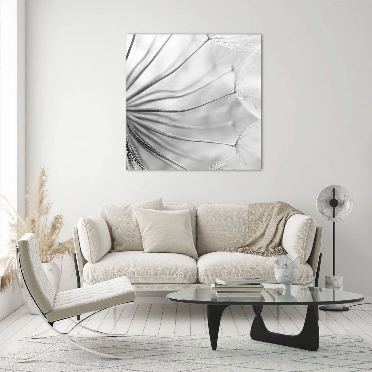 Quadro em vidro - Dentes de leão, pipas - 40x40 cm