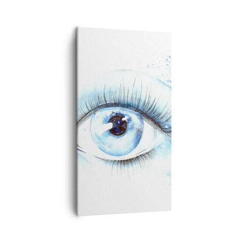 Quadro em tela - Mergulho no olhar azul - 45x80 cm