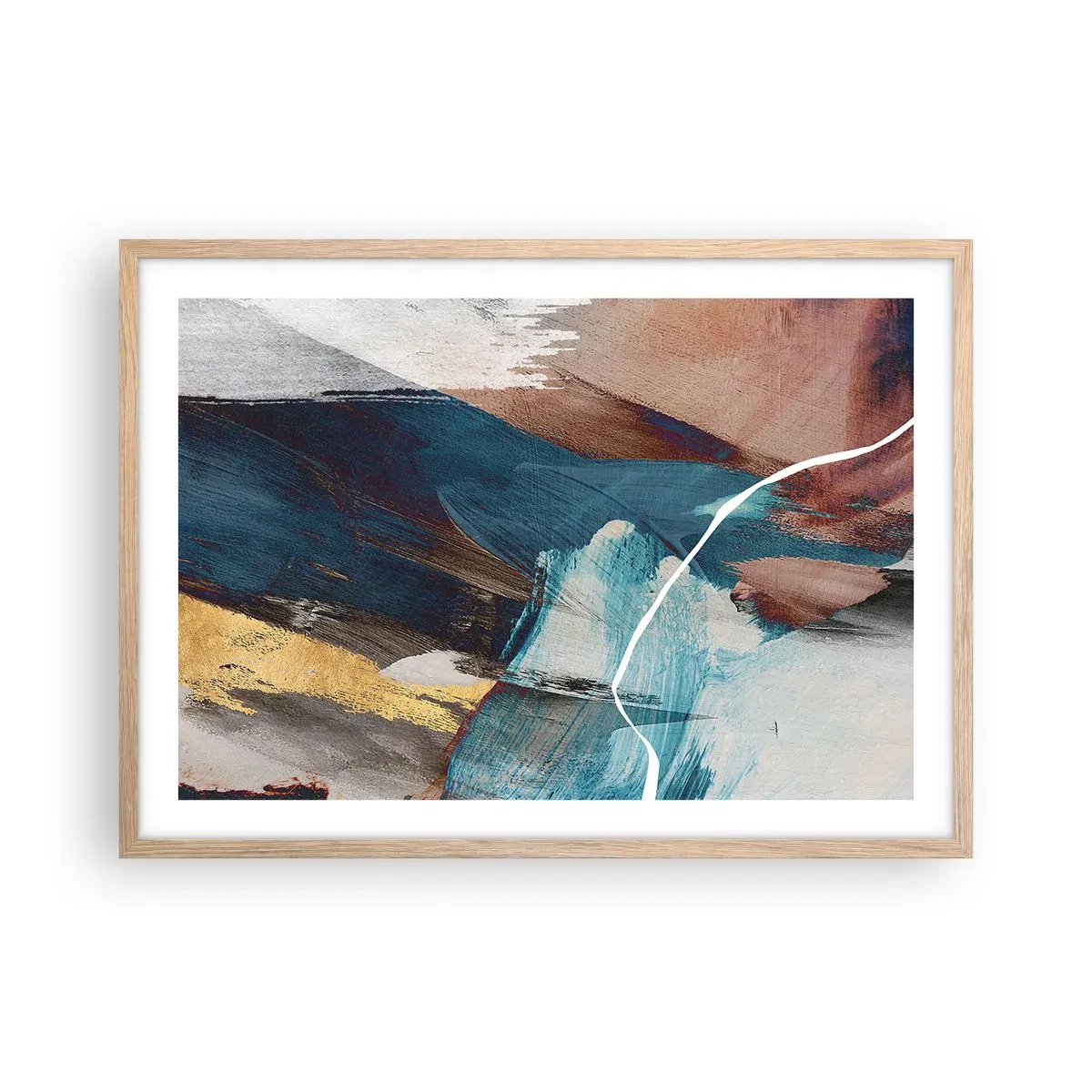 Pôster com moldura de carvalho claro - Com elegância e energia - 70x50 cm