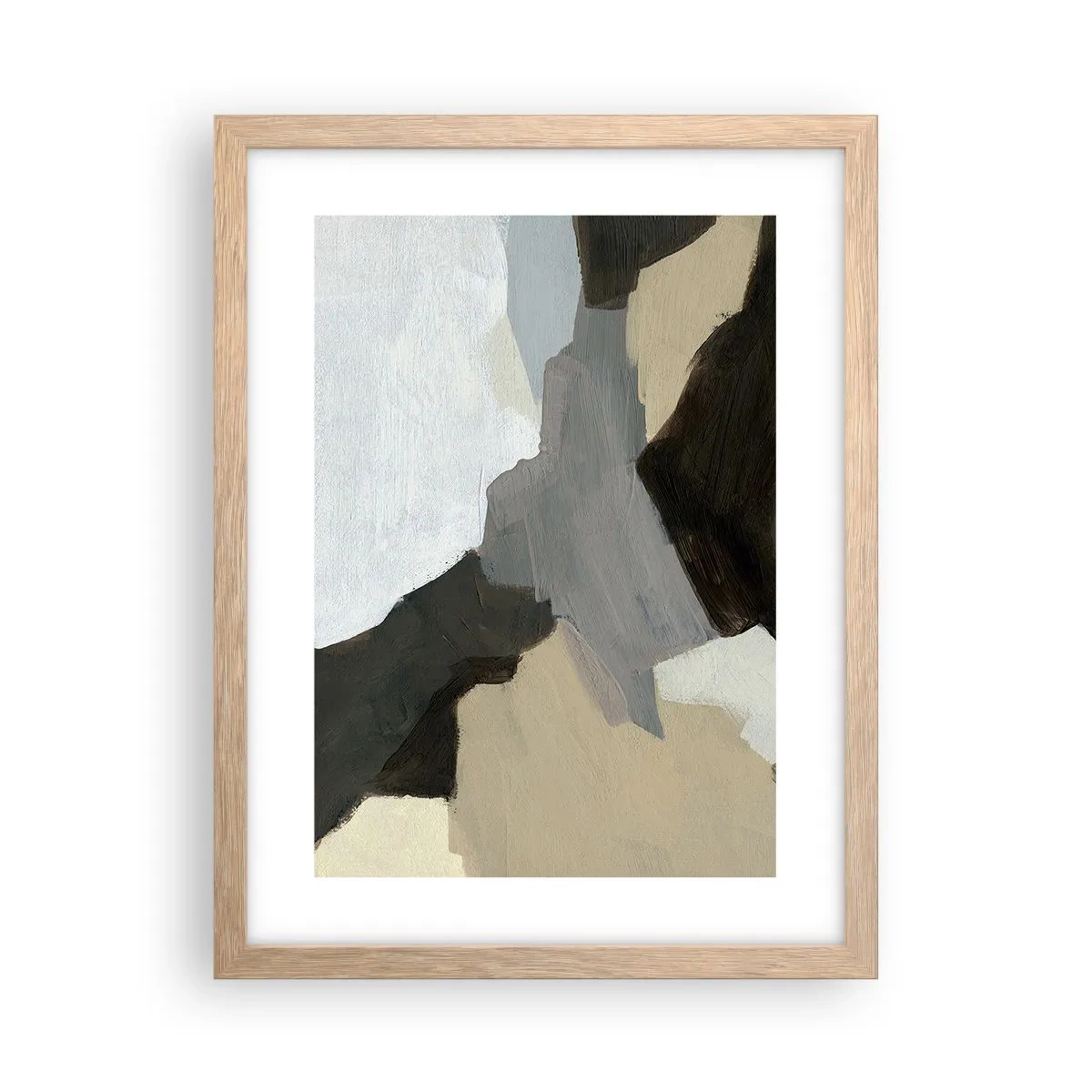 Pôster com moldura de carvalho claro - Abstração: a encruzilhada do cinza - 30x40 cm