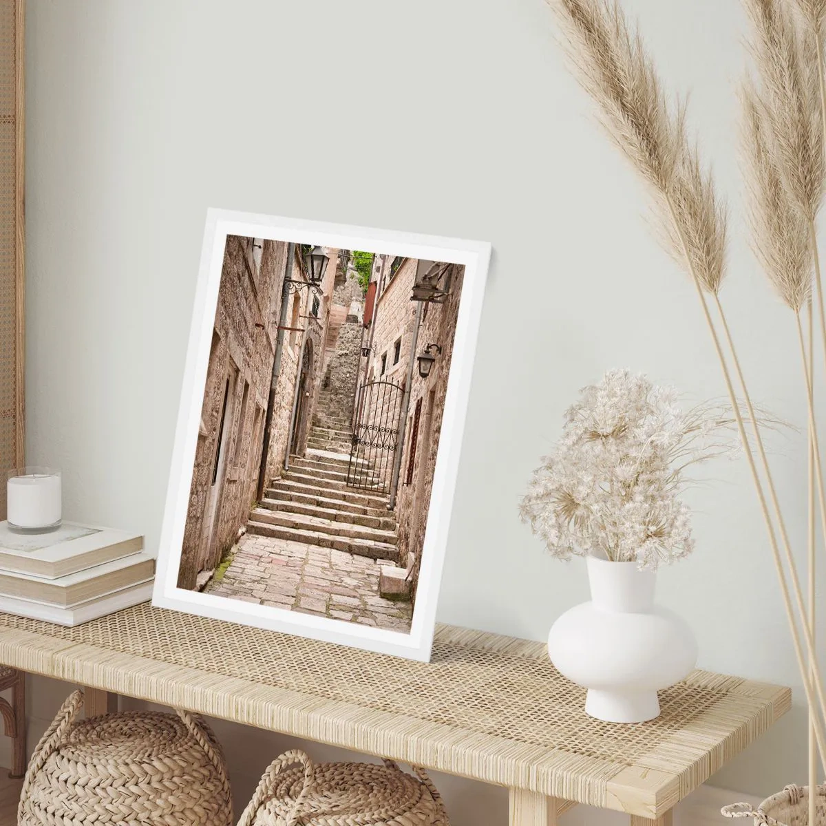 Pôster em moldura branca - Beco velho mágico - 50x70 cm