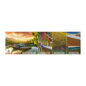 Amostra de papel de parede Premium Canvas - Antes de um dia agitado - Paisagem, Tailândia, Mar - 100x30 cm