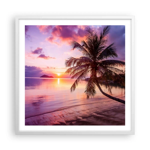 Pôster em moldura branca - Felicidade no horizonte - 60x60 cm