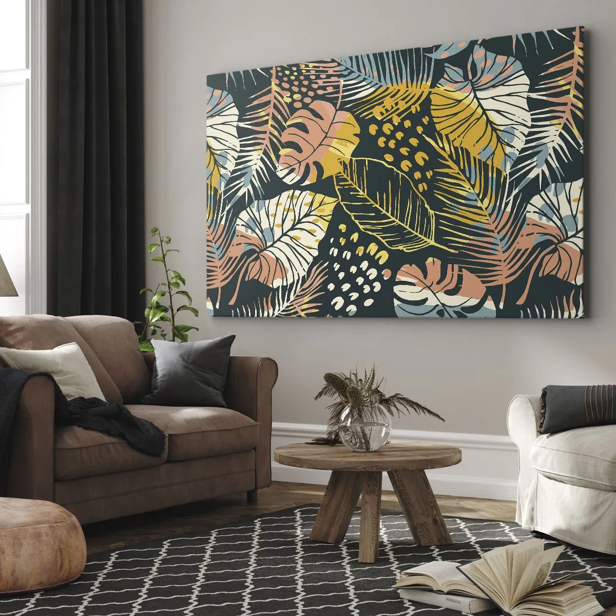 Quadro em tela - Fantasia de folhas - 120x80 cm