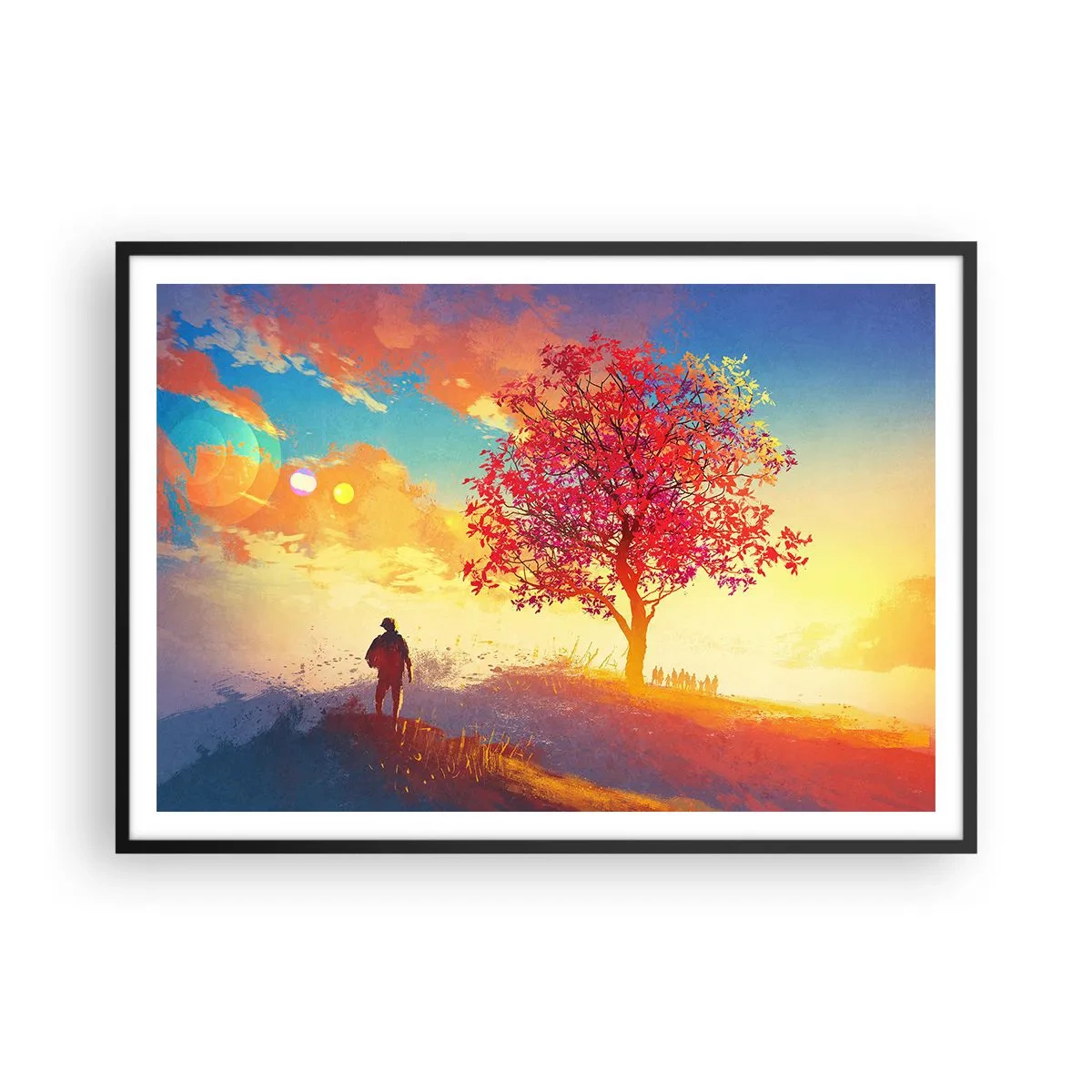 Pôster com moldura preta - O peregrino no seu destino - 100x70 cm