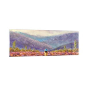 Quadro em vidro - No mundo da lavanda - 90x30 cm