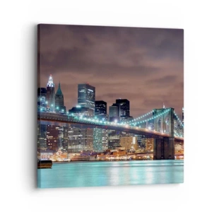 Quadro em tela - Luzes de uma cidade grande - 30x30 cm