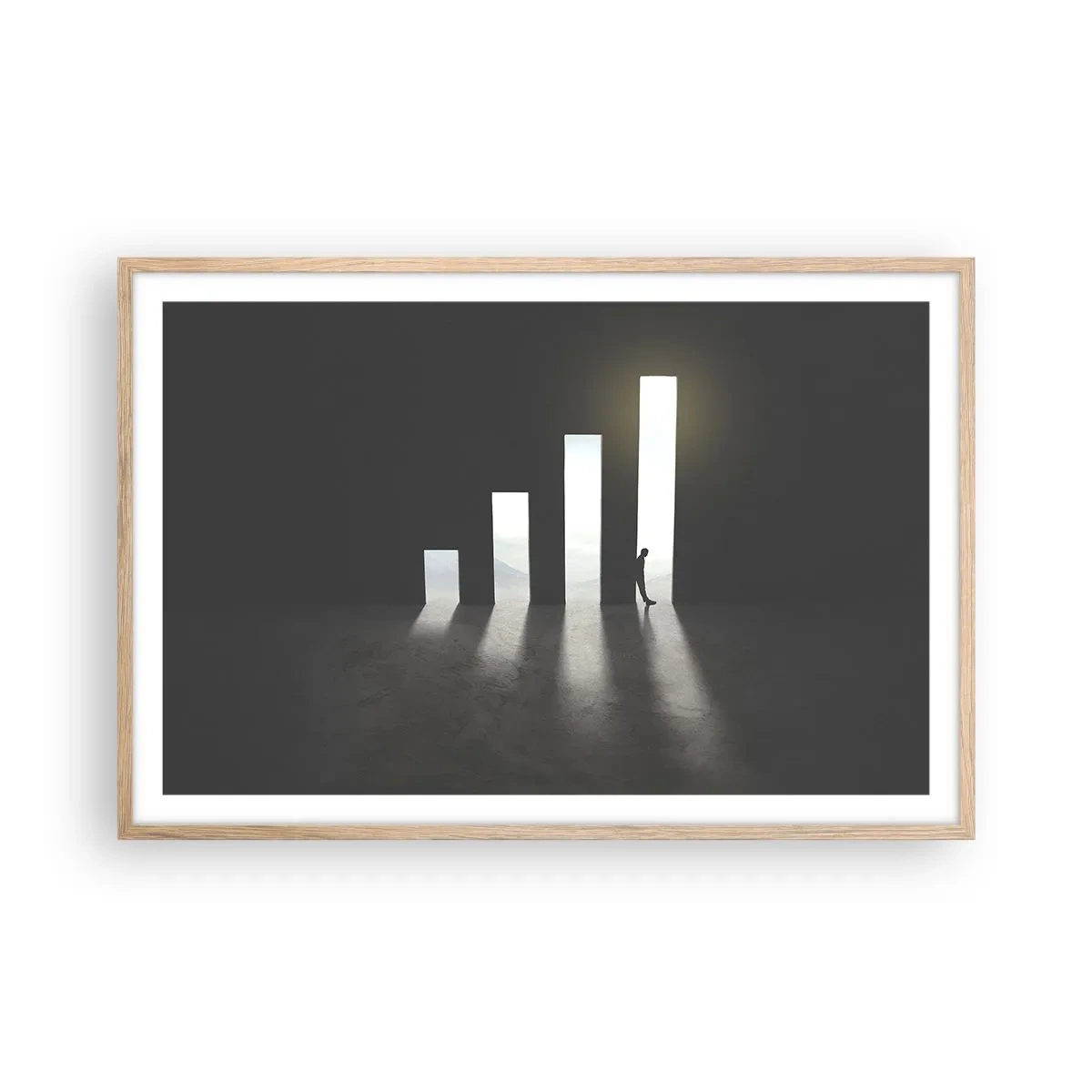 Pôster com moldura de carvalho claro - Sucesso – impressão - 91x61 cm