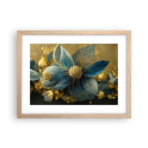 Pôster com moldura de carvalho claro - Florescer com ouro - 40x30 cm