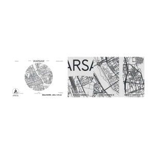 Amostra de papel de parede Premium Sand - Anatomia de Varsóvia - Mapa, Varsóvia, Polônia - 100x30 cm