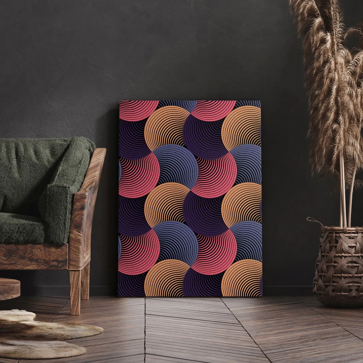 Quadro em tela - Num ritmo circular - 55x100 cm