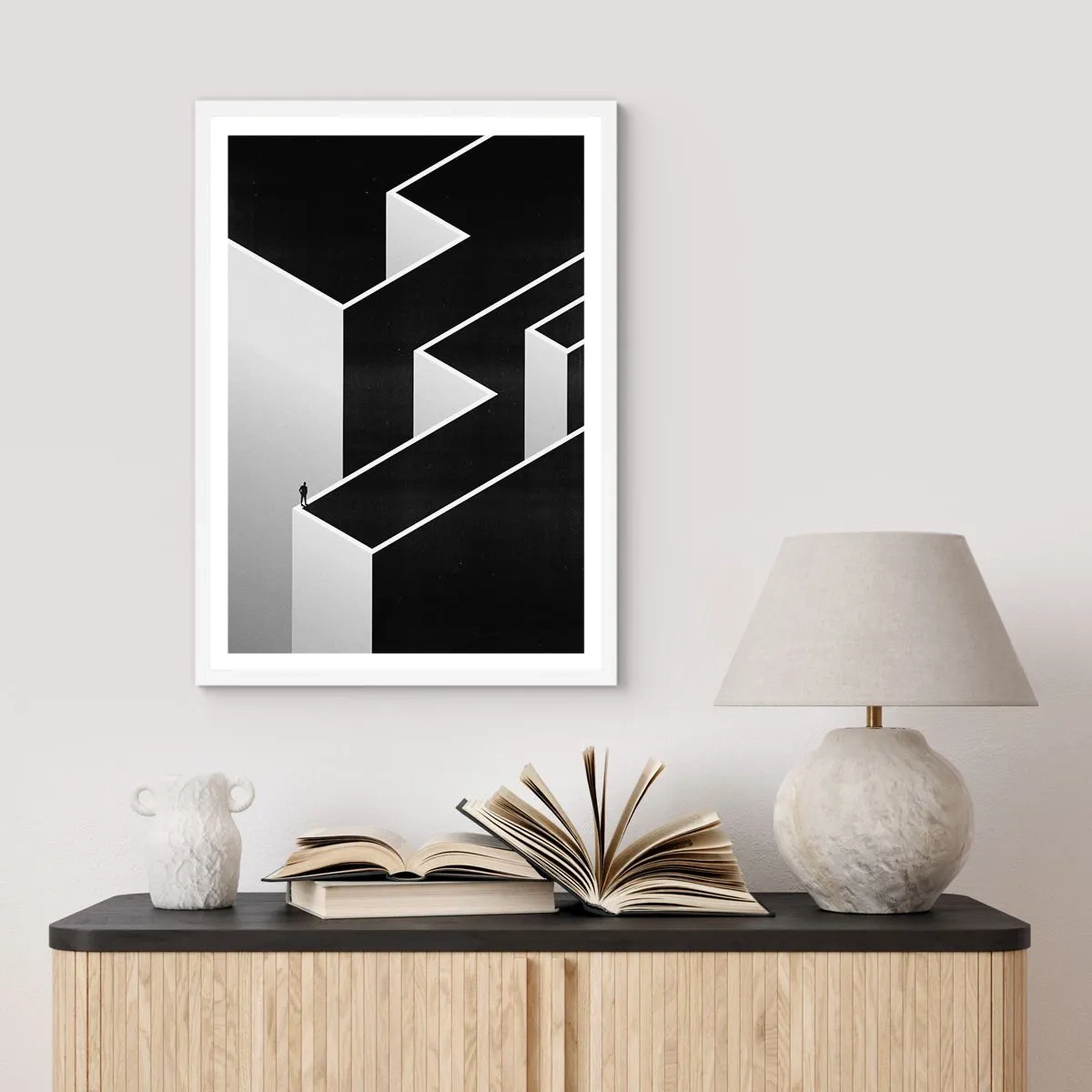 Pôster em moldura branca - Solidão no topo - 70x100 cm