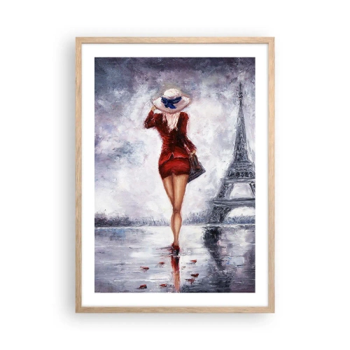 Pôster com moldura de carvalho claro - Símbolos parisienses - 50x70 cm