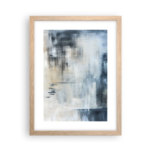 Pôster com moldura de carvalho claro - Atrás da cortina azul - 30x40 cm