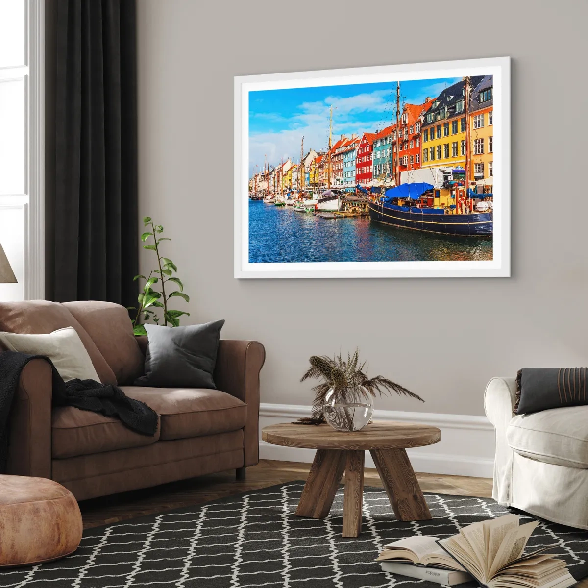 Pôster em moldura branca - Orla alegre  - 100x70 cm