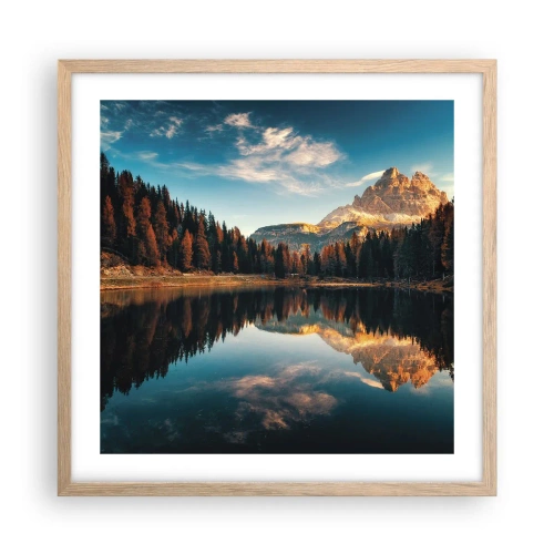Pôster com moldura de carvalho claro - Paisagem dupla - 50x50 cm
