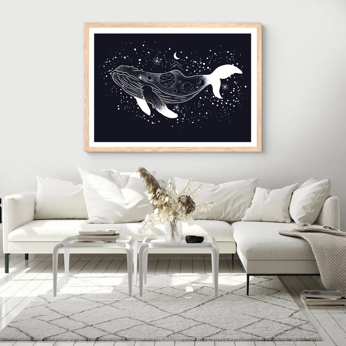 Pôster com moldura de carvalho claro - No oceano do universo - 91x61 cm