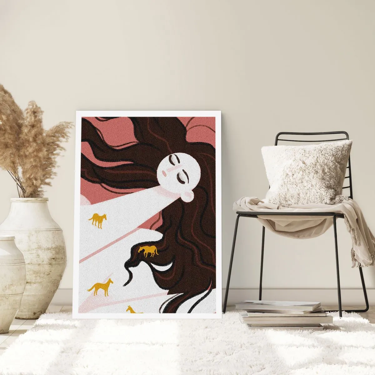 Pôster - Sonho com um cavalo dourado - 40x50 cm