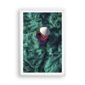 Pôster em moldura branca - Num mar de redes - 61x91 cm