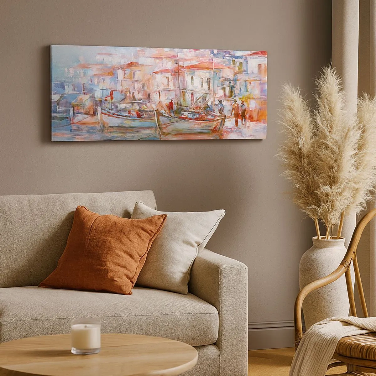 Quadro em tela - Férias em pastel - 100x40 cm