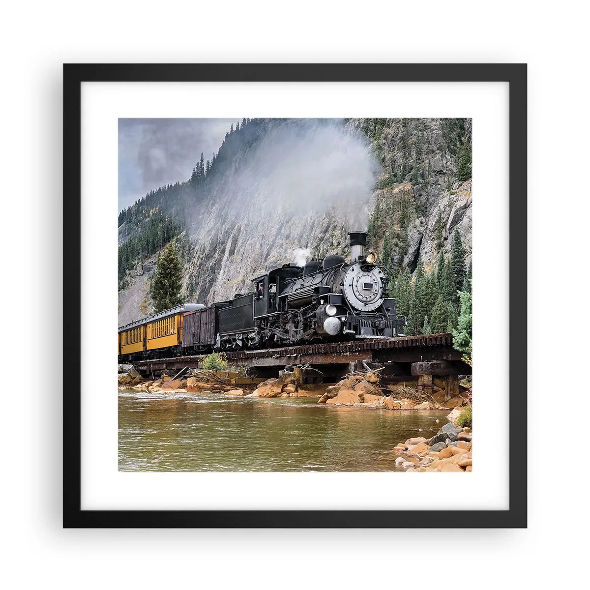 Pôster com moldura preta - Para onde? Onde? - 40x40 cm