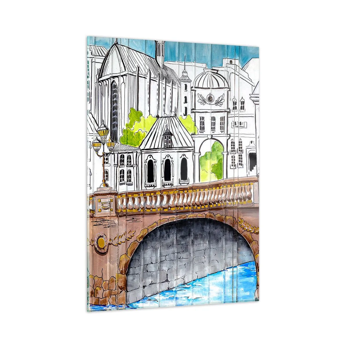 Quadro em vidro - Cidade pintada - 50x70 cm