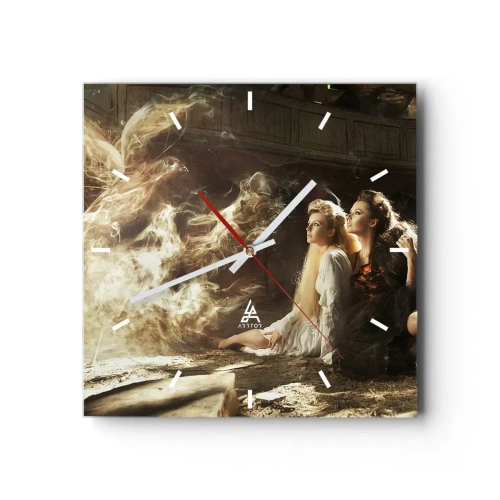 Relógio de parede - Relógio em vidro - E a poesia nasceu - 30x30 cm