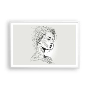 Pôster em moldura branca - Retrato em pensamento - 91x61 cm