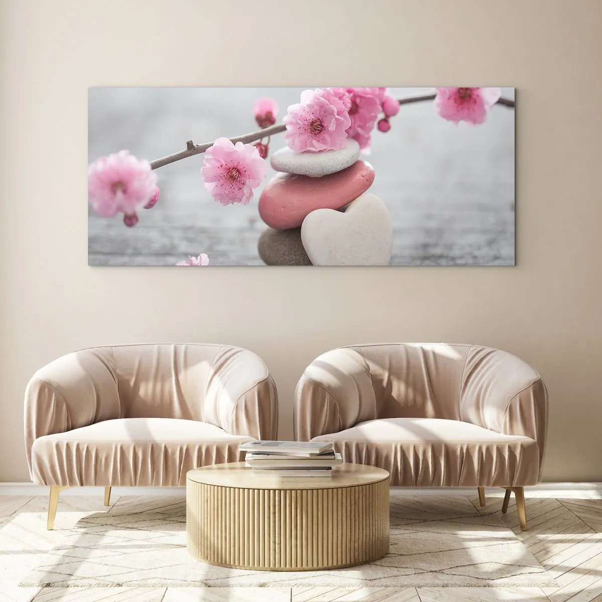 Quadro em vidro - Flor de cerejeira - 100x40 cm