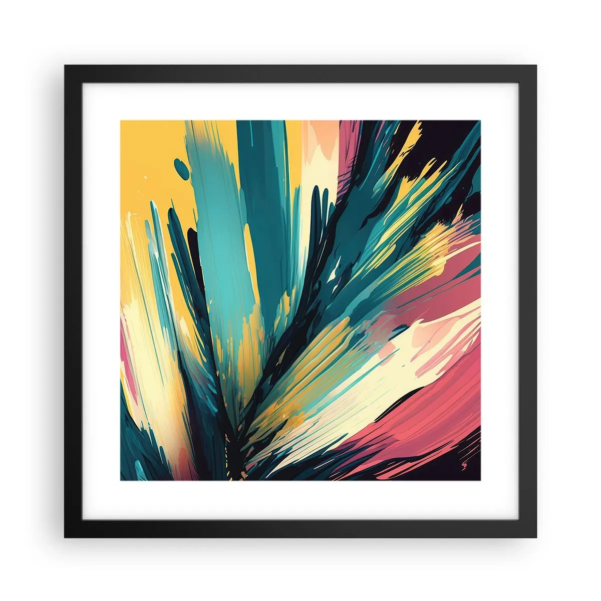 Pôster com moldura preta - Composição – uma explosão de alegria - 40x40 cm