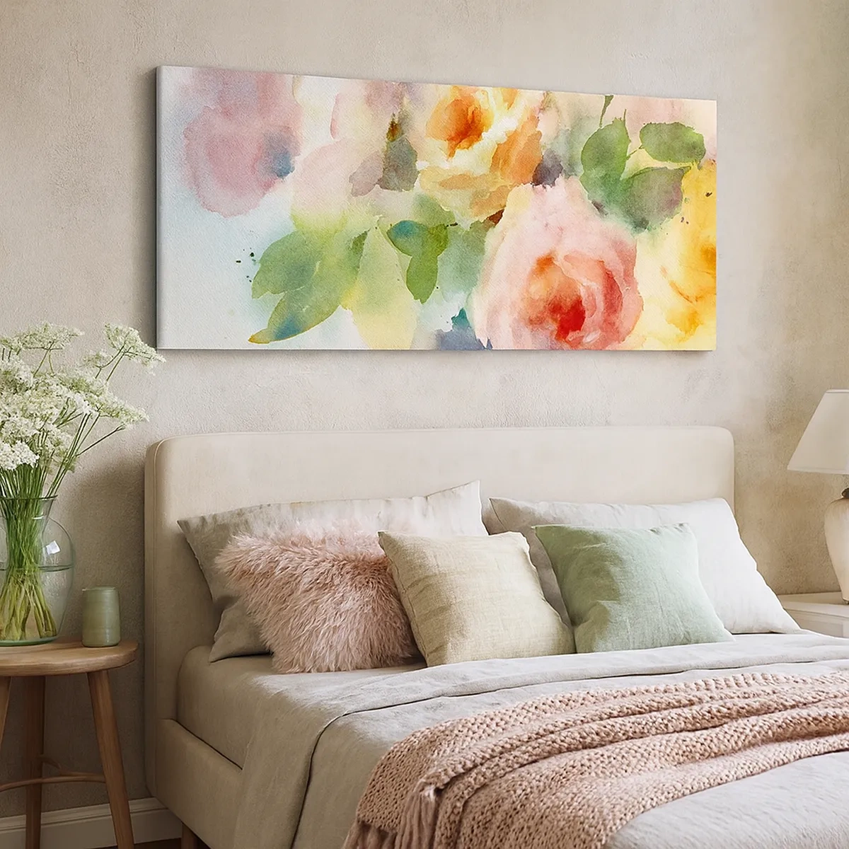 Quadro em tela - Delicado como uma aquarela - 30x30 cm