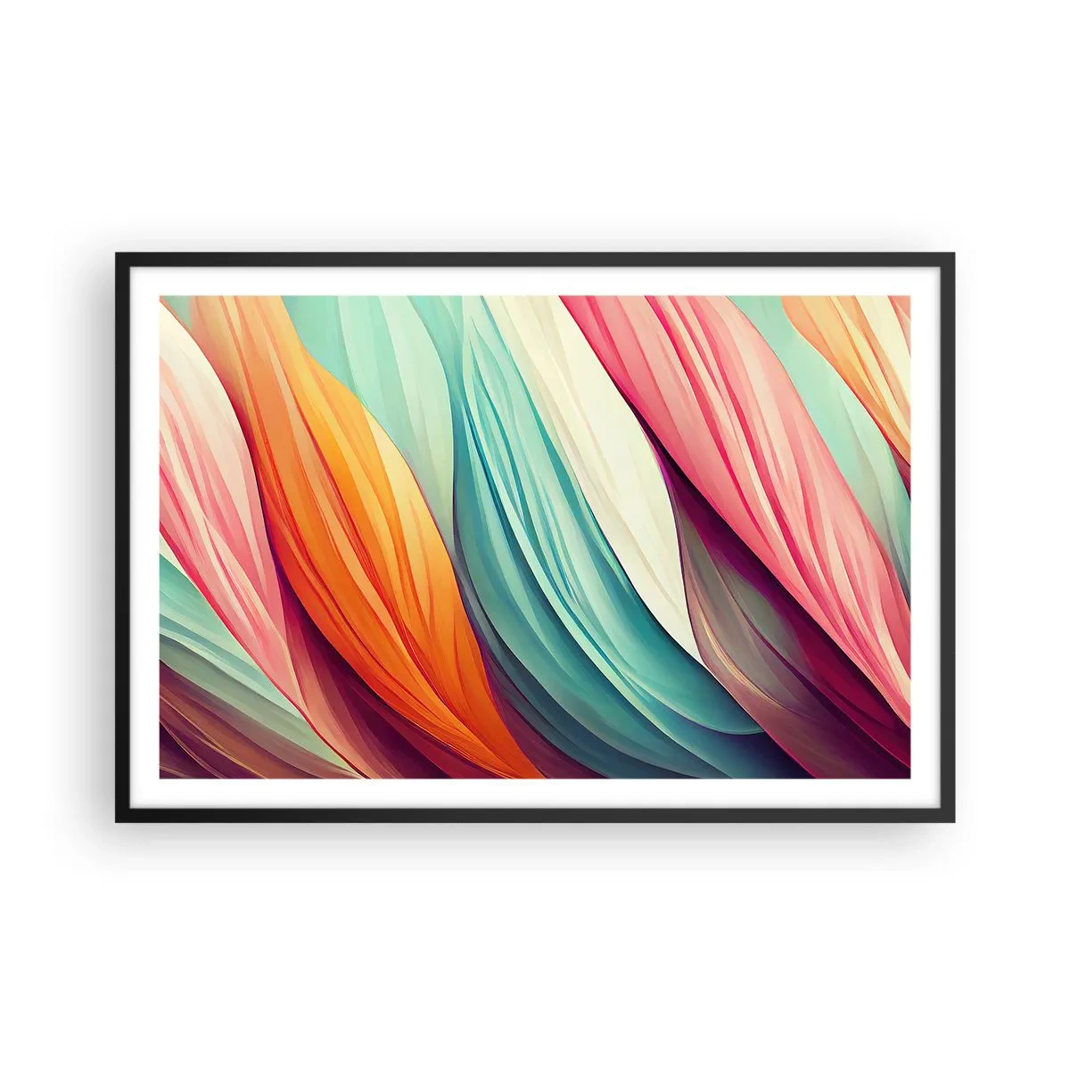 Pôster com moldura preta - Tecido arco-íris - 91x61 cm