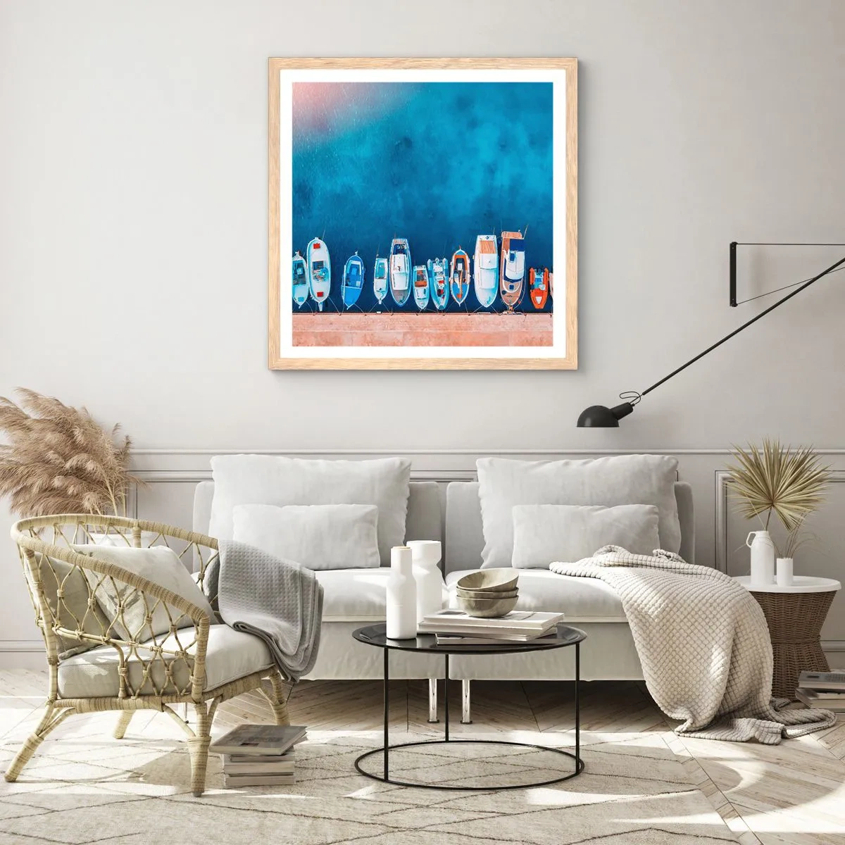 Pôster com moldura de carvalho claro - Em uma fileira - 50x50 cm