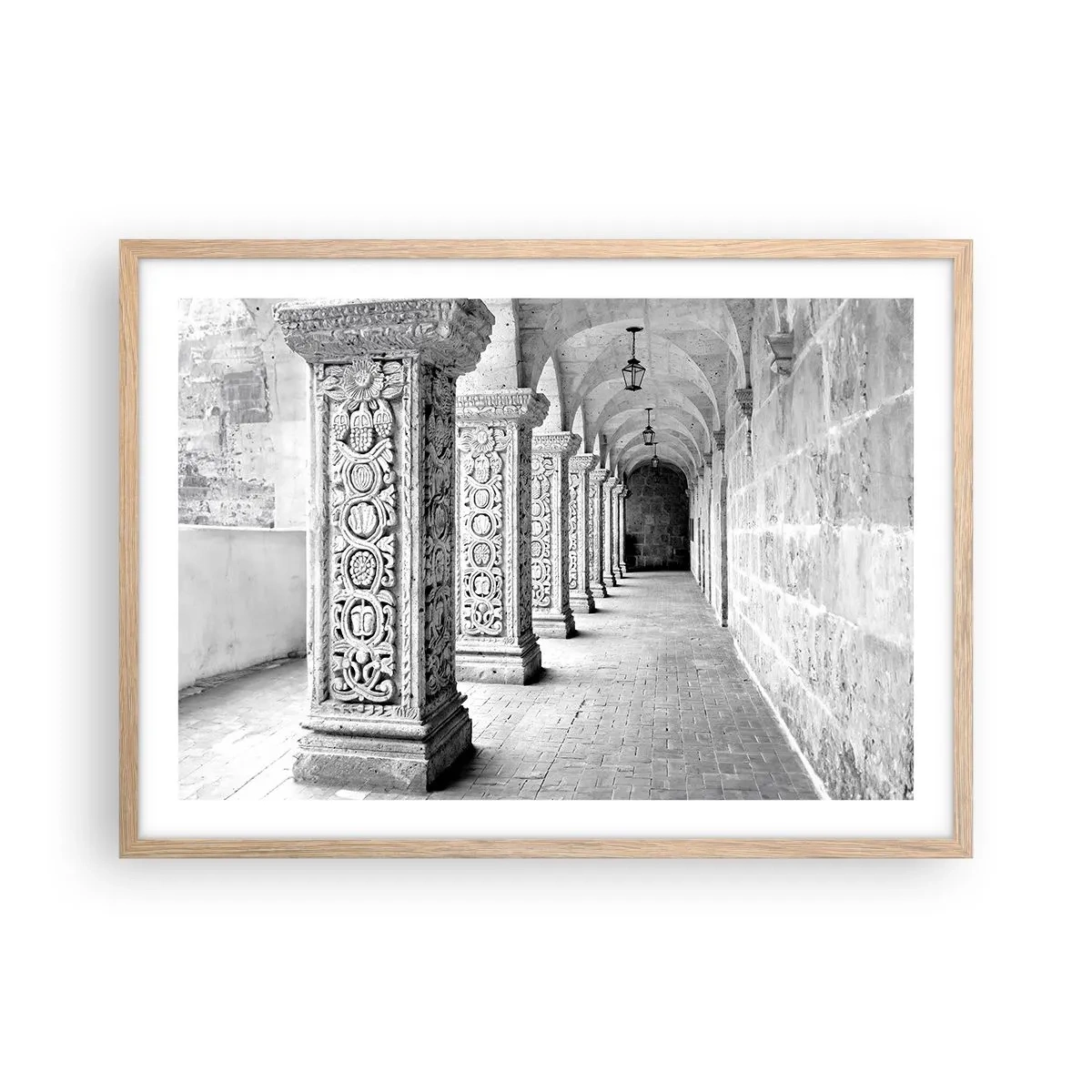 Pôster com moldura de carvalho claro - E para onde...? - 70x50 cm