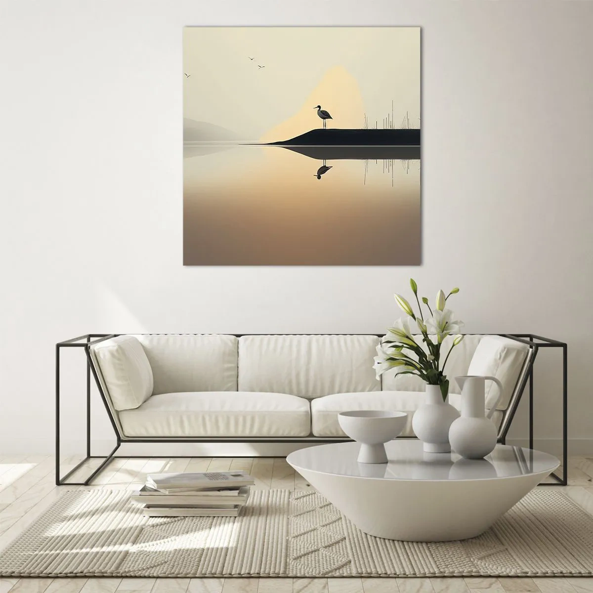 Quadro em vidro - Senhor no lago - 40x40 cm