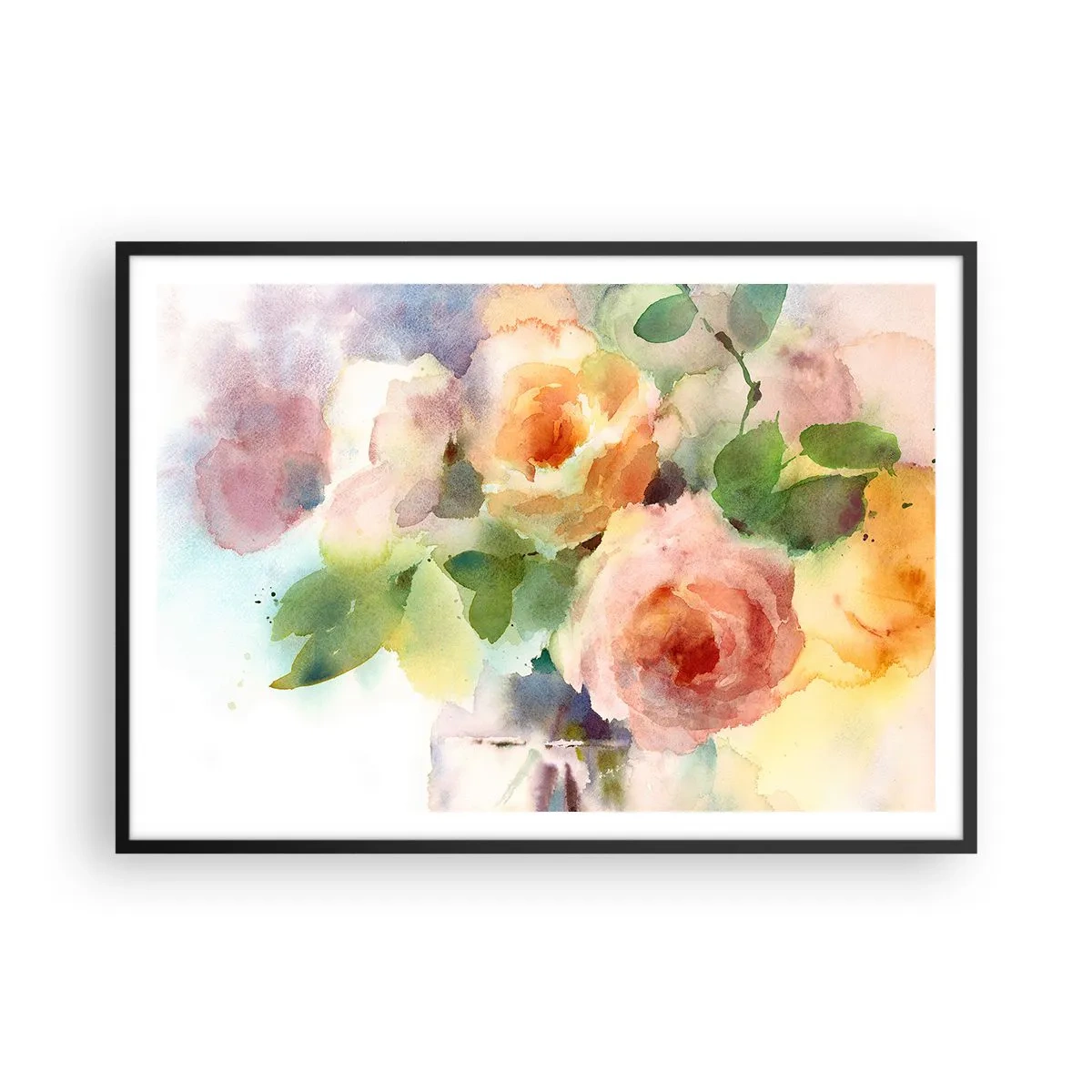 Pôster com moldura preta - Delicado como uma aquarela - 100x70 cm