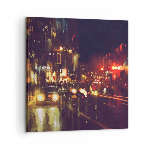 Quadro em tela - Imerso nas luzes da noite - 60x60 cm