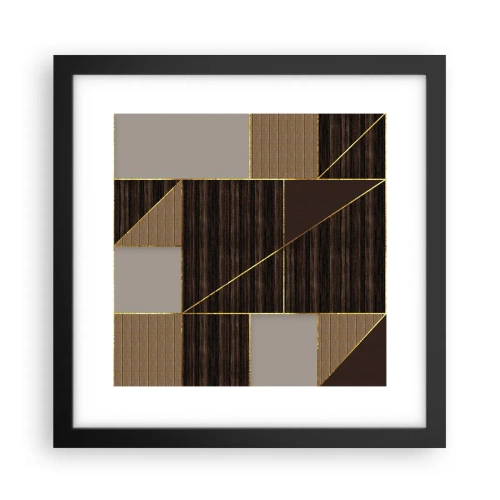 Pôster com moldura preta - Mosaico de bronzes e ouro - 30x30 cm