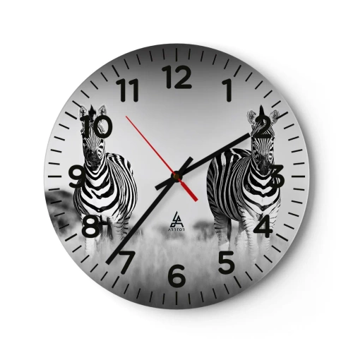 Relógio de parede - Relógio em vidro - De fato, o mundo é a preto e branco - 40x40 cm