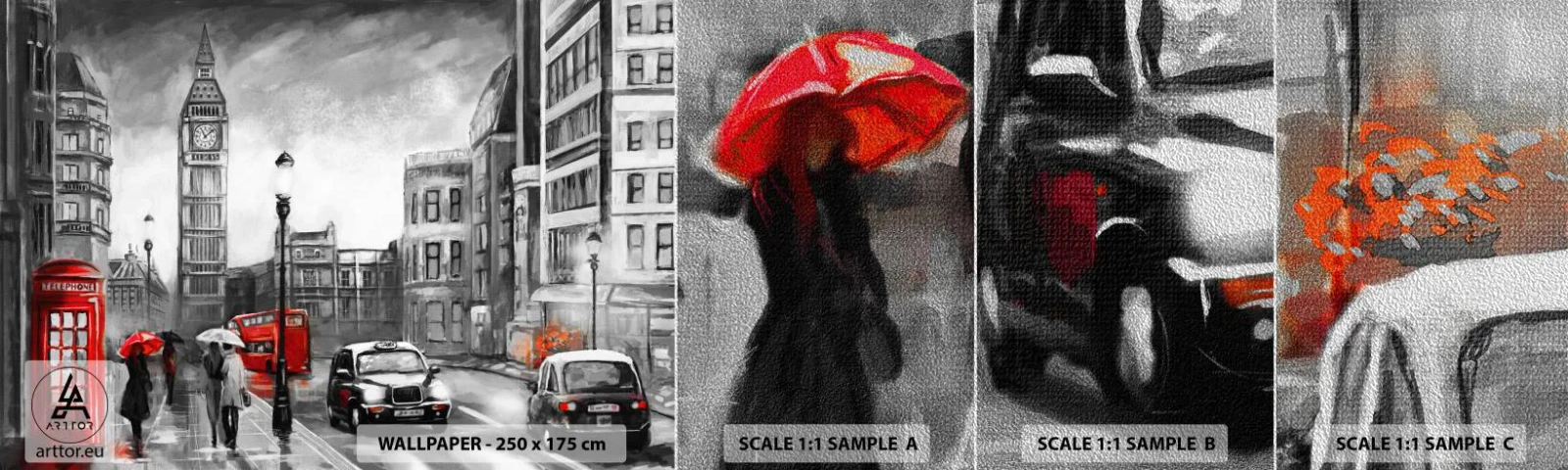 Amostra de papel de parede Premium Sand - Não é uma cidade cinzenta - Londres, Cidade, Arquitetura - 100x30 cm