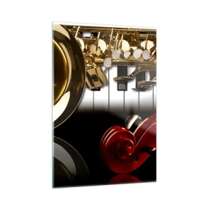 Quadro em vidro - Metal, madeira e marfim - 50x70 cm