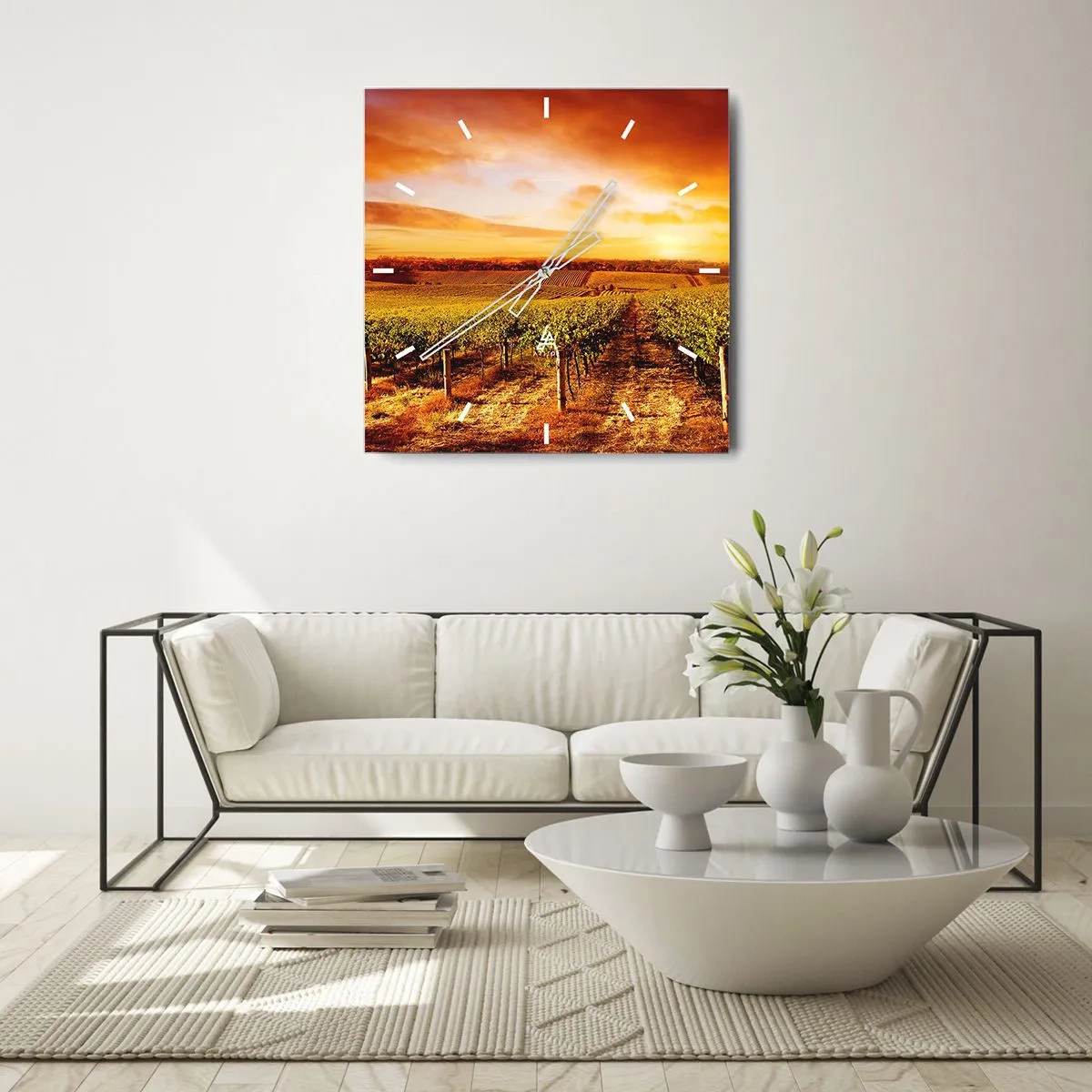 Relógio de parede - Relógio em vidro - Delicadamente frutado com um toque de sol - 40x40 cm