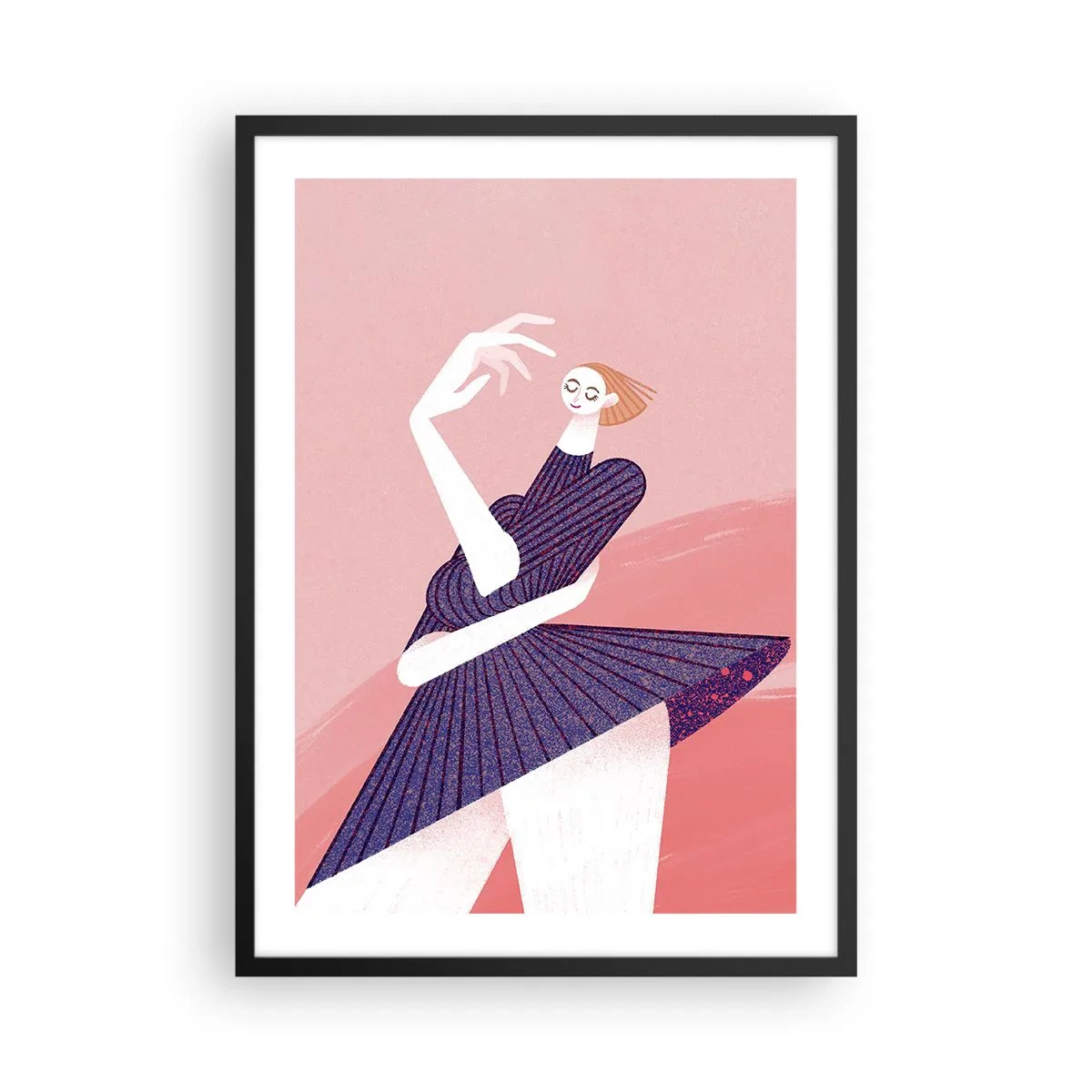 Pôster com moldura preta - Silhueta feminina abstrata em uma pose dinâmica - 50x70cm - Cada passo é um cinto de dança - Decoração de parede moderna para a sala de estar e quarto ARTTOR