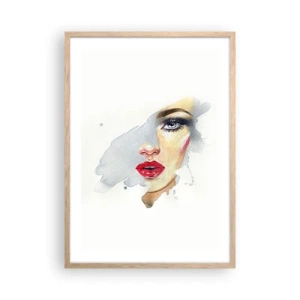 Pôster com moldura de carvalho claro - Reflexão numa gota de água - 50x70 cm