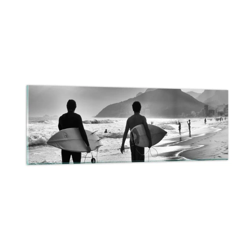 Quadro em vidro - Samba para uma onda - 90x30 cm